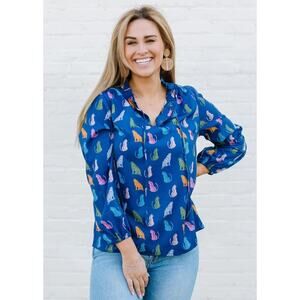 NWT Michelle McDowell Sarah Top Leopard Love Long Sleeve Size Medium